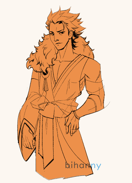 Line art with monotone flat colour