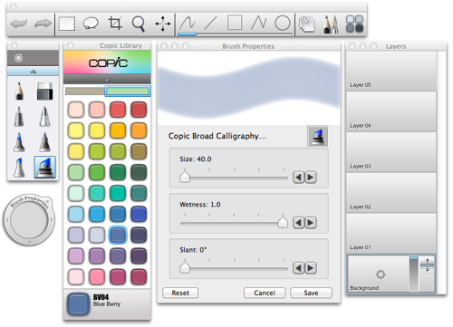 The Copic Library in Sketchbook Pro 9.0 from 2011. Source: https://www.blendernation.com/2011/08/02/autodesk-sketchbook-copic-edition-free