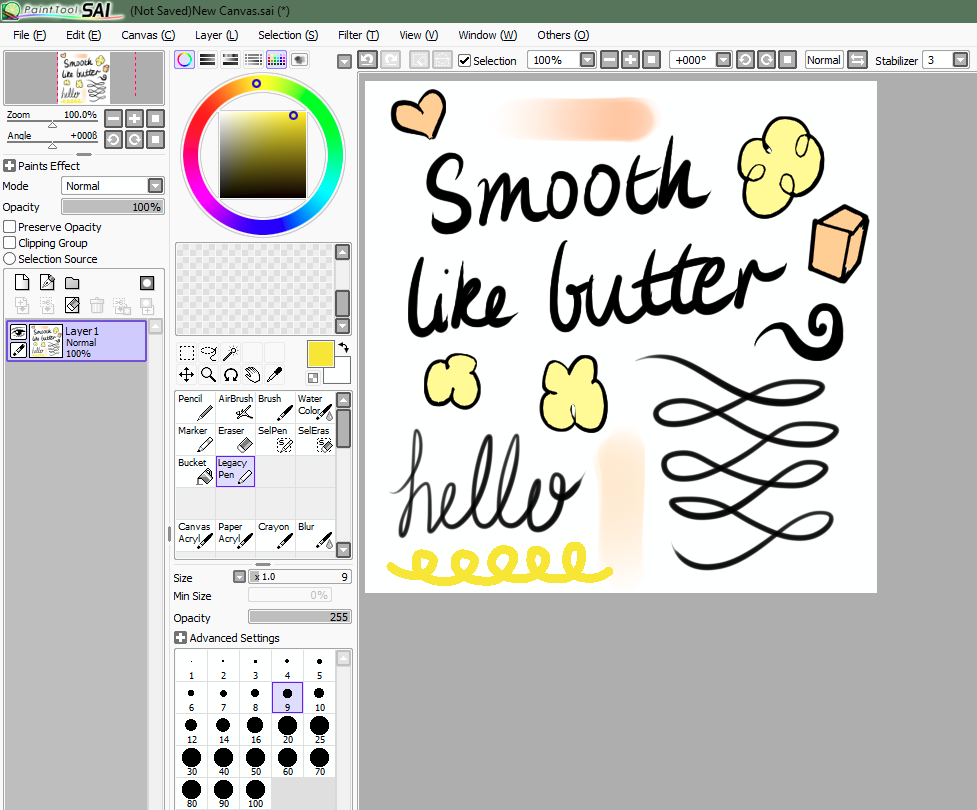 Screenshot of Paint Tool Sai.